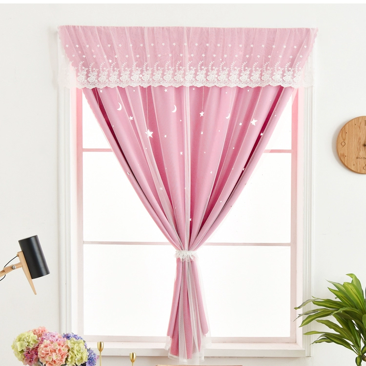 Thuê rèm cửa Đấm miễn phí Núi Velcro Stars Shading Phòng ngủ Cô gái Openwork Net Red Ins Princess Wind - Phụ kiện rèm cửa