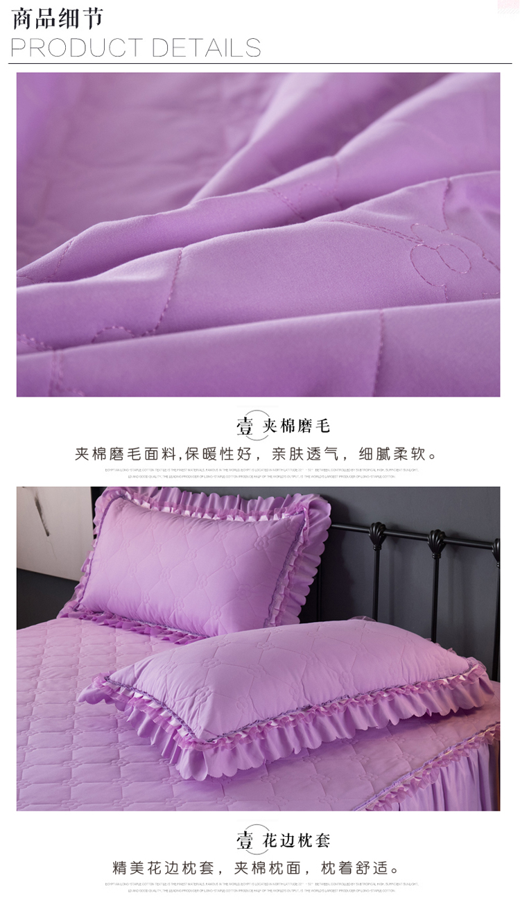 Ren công chúa mùa thu và mùa đông ấm áp dày váy bông giường bedspread trượt 1,8 m tấm ren nệm bảo vệ - Váy Petti drap giường có viền