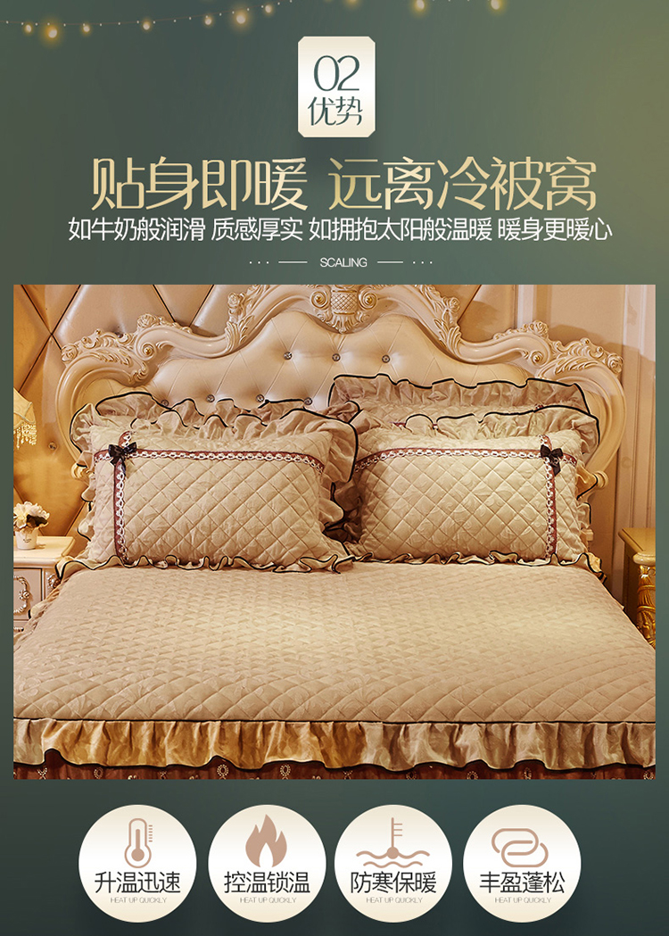 ren châu Âu giường bông váy bedspread đơn nhung dày ấm áp mùa đông Simmons đơn hoặc kép giường bìa trượt - Váy Petti drap giường có viền