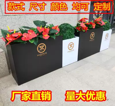 Outdoor wrought iron rectangular flower box Leisure bar outside fence flower trough indoor creative flower stand stainless metal flower pool