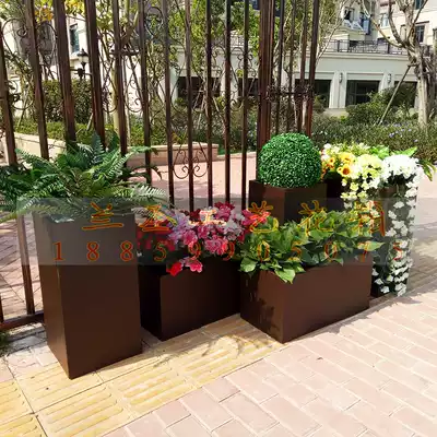 Outdoor flower bed sample house display center rectangular gardening flower trough combination flower frame Road large iron flower frame flower box