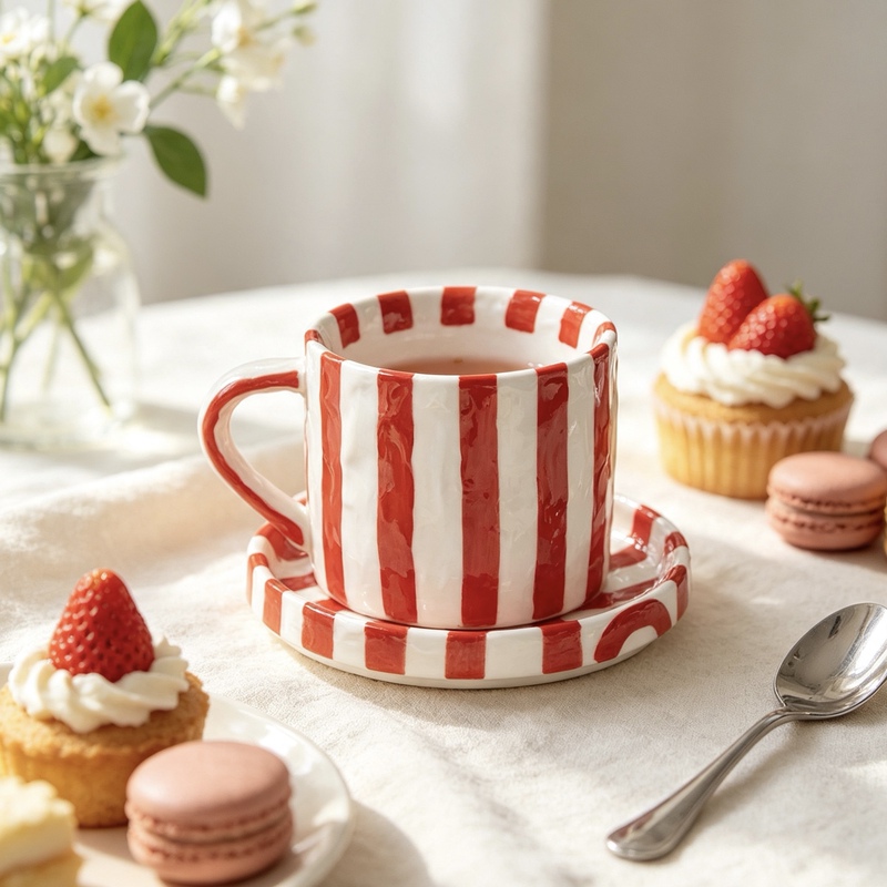 Retro Stripesd Ceramic Underglaze Coffee Cup and Saucer Office Cup Couple Cup Gift Afternoon Tea Cup Home Use Retro Stripesd Ceramic Underglaze Coffee Cup and Saucer Office Cup Couple Cup Gift Afternoon Tea Cup Home Use