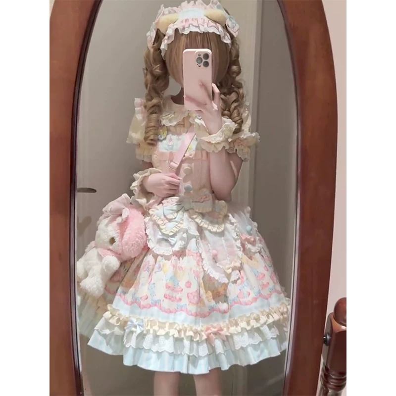 Летняя милая юбка, стильLolita, полный комплект