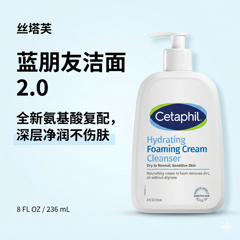 Cetaphil Blue Friend Foaming Cleanser 2.0 Milk Cleanser Is Soothing, Nourishing, Gentle, Non-Irritating and Cleansing