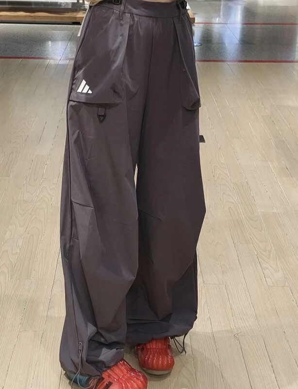 Authentic Adidas Women's Woven Functional Straight-Leg Adjustable Wide-Leg Pants Jz2172 from Huahua Outlet
