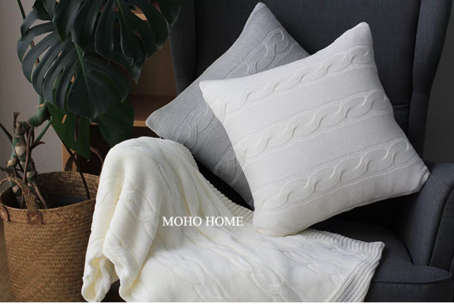 Phong cách Bắc Âu xoắn đơn giản màu rắn dệt kim gối len đệm phòng ngủ sofa trang trí gối bông - Trở lại đệm / Bolsters mền gối 2 trong 1