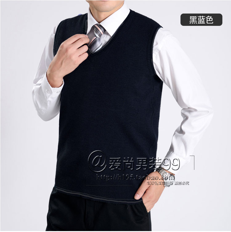 Mùa thu và mùa đông nam vest nam V-cổ len vest trung niên len áo len vest nam áo len đồ vest nam