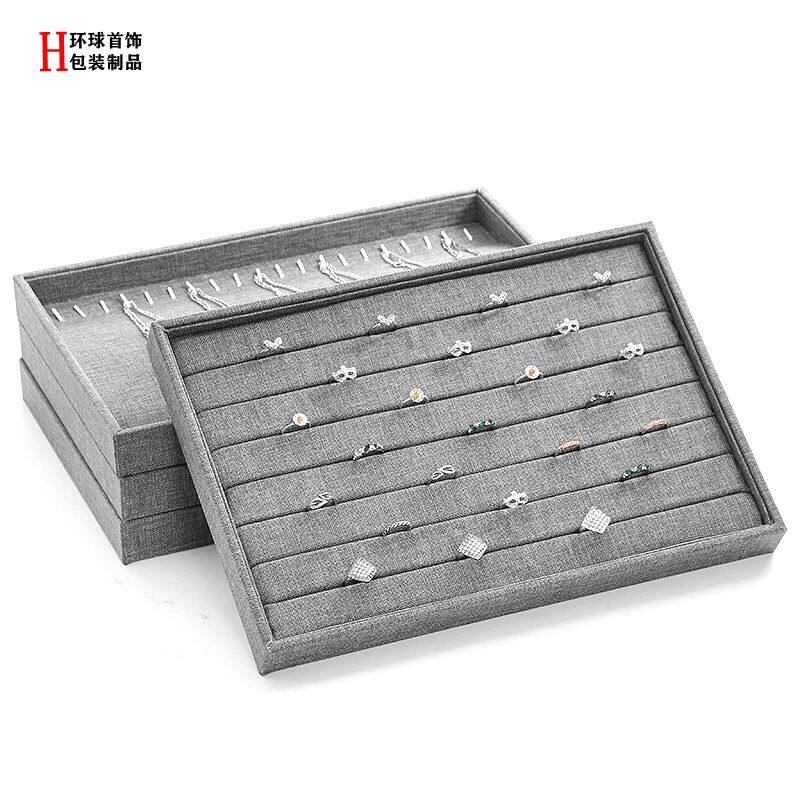Linen Look Pallet Jewelry Display Storage Plate Ear Needle Necklace Plate Bracelet Tray Ring Jewelry Counter Sales Plate