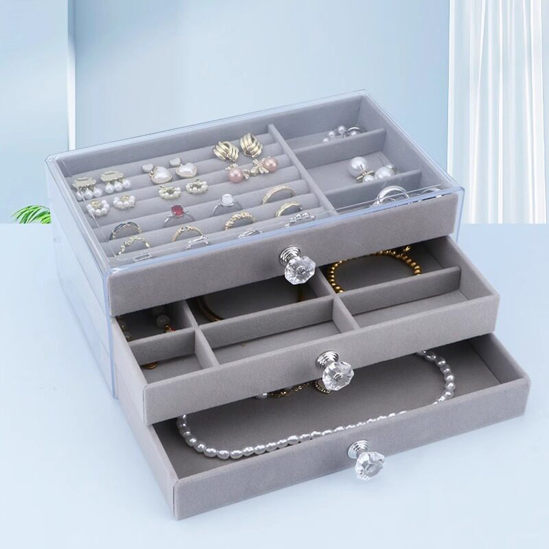 Jewelry box storage box high-end exquisite multi-layer ring