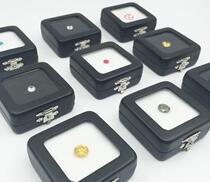 Black leather lock Diamond box bare stone display box transparent jewelry storage small box quit face gem display box