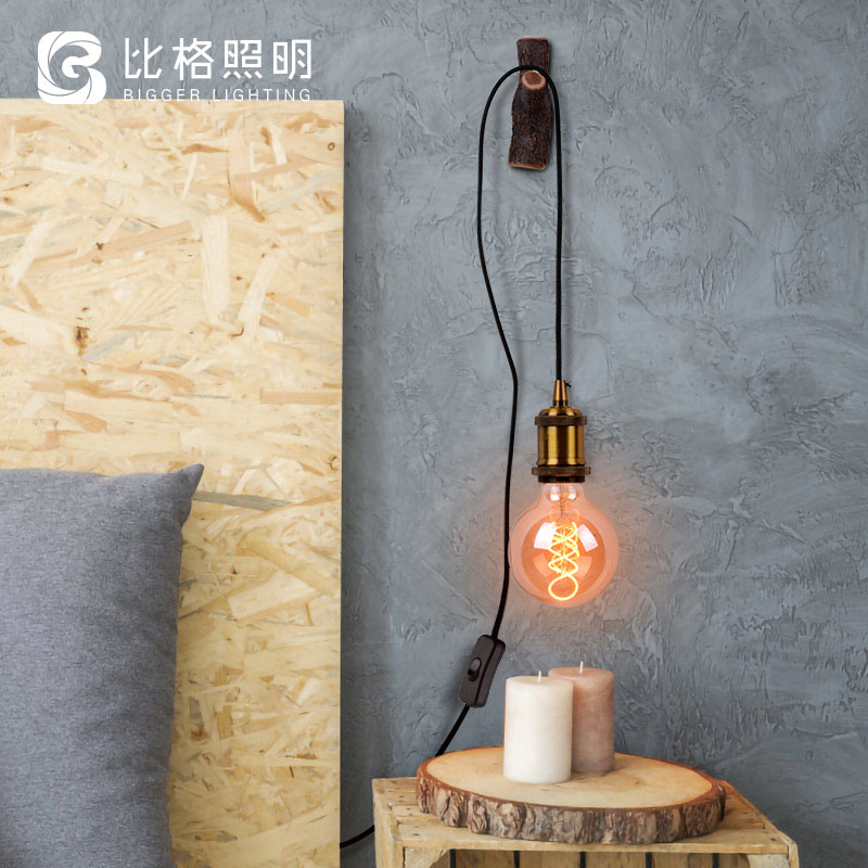 LED lamp holder Lamp holder with wire switch plug DIY hanging wire accessories Simple small chandelier E27 large screw lamp holder