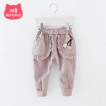 2021 childrens clothing new girls autumn children plus velvet pants Children Baby Baby foreign style spring and autumn childrens trousers