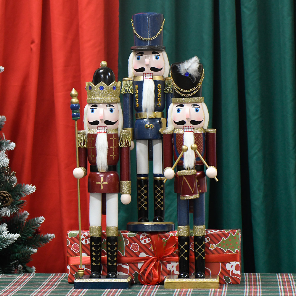 新品 50CM60CM くるみ割り人形 チェック柄 ギフト キングリン 布 ゴールド レッド グリーン ケープ ハンドメイド 寝室 装飾