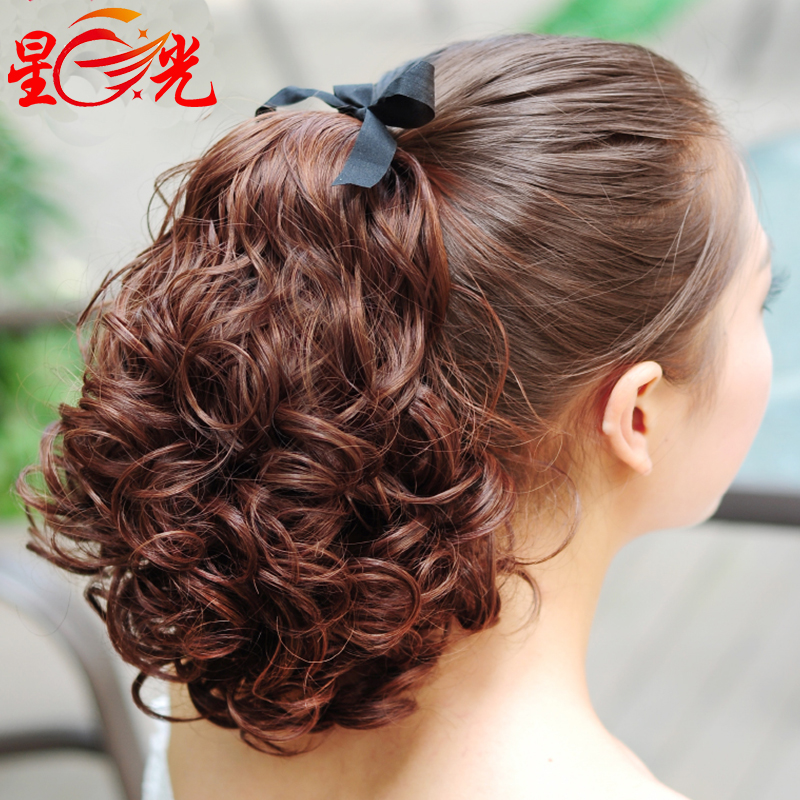 Female Short Hair Wig Style Pony Tail Strap Gripper Pear Volume With