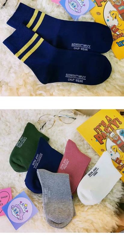Mùa thu và mùa đông sọc đơn giản đa năng vớ cotton dày trong vớ sinh viên vớ ấm thể thao đống vớ của phụ nữ