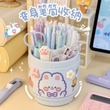 Крутящаяся настольная кисть, милая коробка для хранения, прозрачная система хранения, туалетный столик