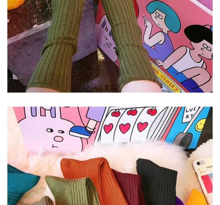 Hàn Quốc lưới màu đỏ phong cách Harajuku vớ cotton ống vớ sinh viên vớ nhỏ tươi vớ vớ mùa đông đan phụ nữ vớ giãn tĩnh mạch