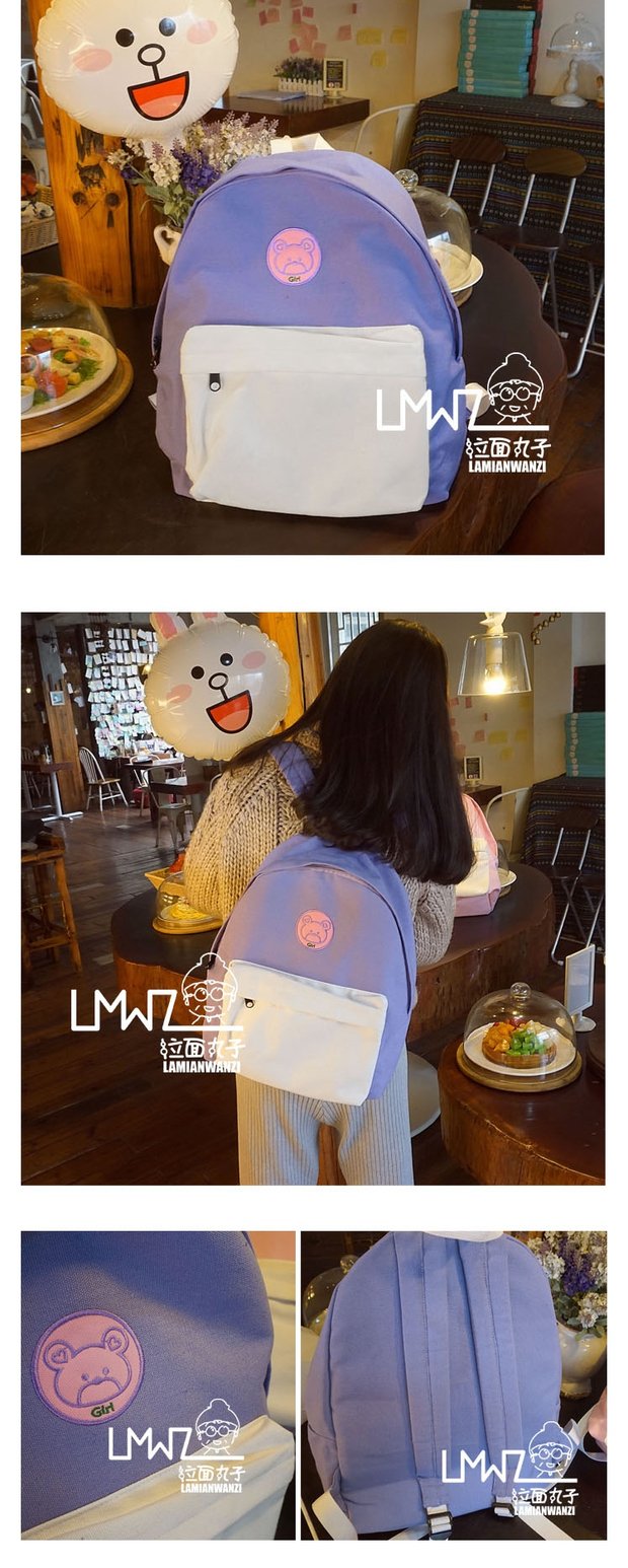 Ramen bóng Hàn Quốc dễ thương phim hoạt hình em gái mềm gấu hồng sinh viên nhỏ Nhật Bản tươi ba lô ba lô ba lo nam