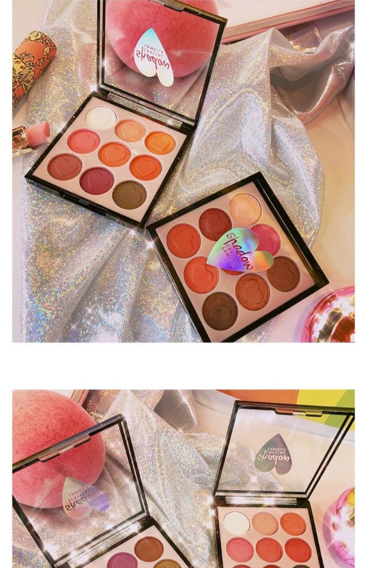 Ins siêu lửa vỏ đẹp mắt màu đỏ đất màu mắt khay cô gái sinh viên mới bắt đầu phù hợp với phụ nữ phấn mắt nhũ kim tuyến