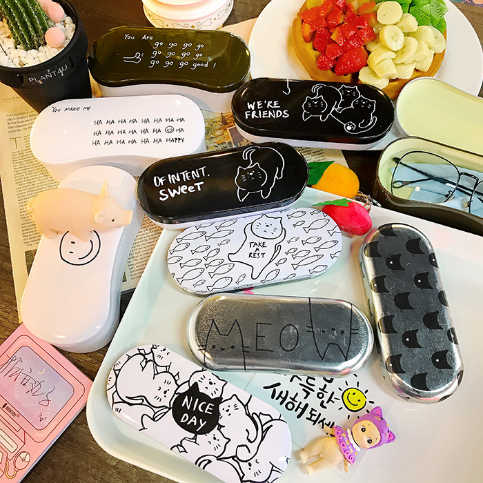 日系创意卡通动物便携收纳盒子铁皮眼镜盒学生情侣近视眼镜护理盒
