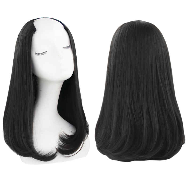 Tianmei Wig Female Short Hair U Shaped Half Headgear Big Wavy Mid Length Hair Invisible Seamless Net Red Clavicle Shoulder Curly Hair