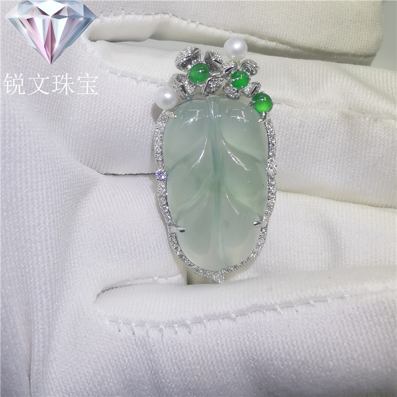 Leaves Buddha Gong Ruyi Peaceful Buckle String Bean Emerald Inlaid Processing Custom 18K Gold Pendant Ring Empty Holder Female