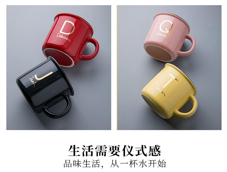 Creative surname ceramic couples mark cup coffee cup home office milk cup ultimately responds cup cup men and women