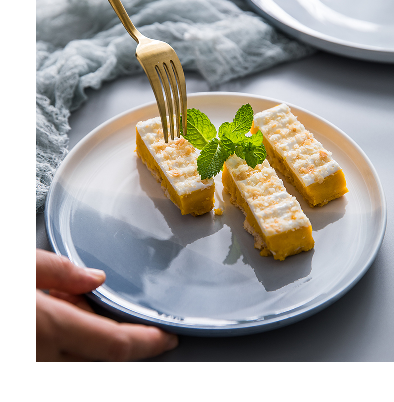Youcci porcelain leisurely continental creative ceramic plate household round steak dessert dish contracted western - style food dish plate