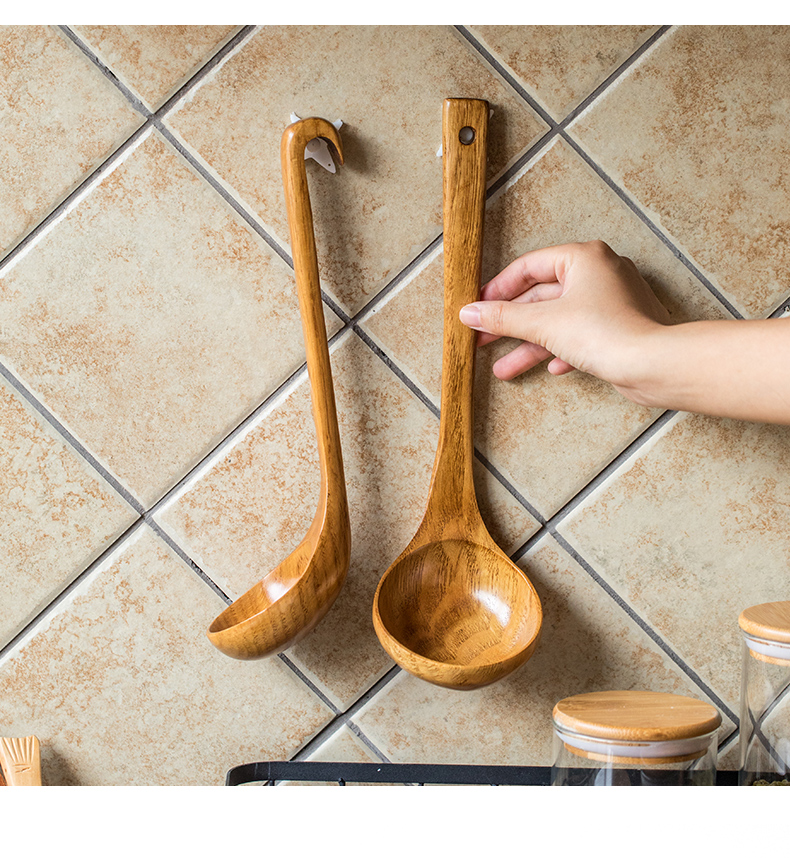 Youcci porcelain leisurely, Korean large wooden creative long handle porridge spoon home porridge spoon, wooden spoon