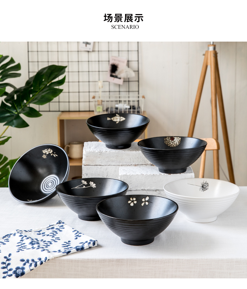 This porcelain Japanese ramen rainbow such use ceramic bowl large household have rainbow such as bowl beef rainbow such as bowl hat to bowl bowl threads