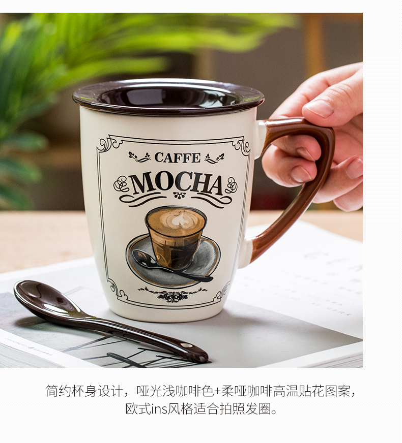 Youcci 悠 sứ nhỏ châu Âu cốc cà phê sang trọng sáng tạo cốc nước cốc đánh dấu cốc có nắp nghệ thuật đơn giản - Cà phê cốc uống cà phê