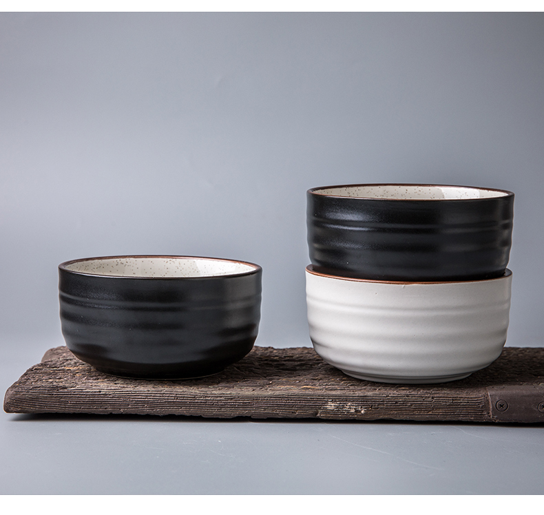 Northern wind ceramic bowl creative original glaze tableware household contracted thread small bowl 4.5 inches to eat rice bowls