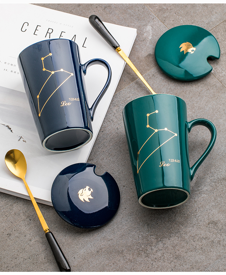 This porcelain creative sign ceramic keller cup with cover spoon lovers ultimately responds a cup of coffee cup men 's and women' s cup