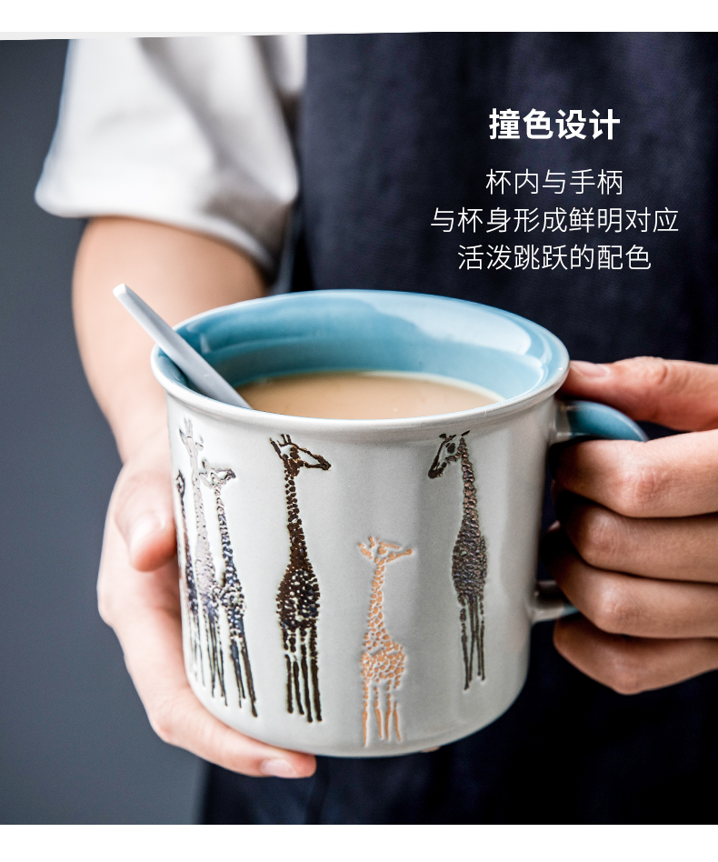 Creative lovely glass ceramic cup keller cartoon lovers a cup of milk a cup of coffee cup tea cup