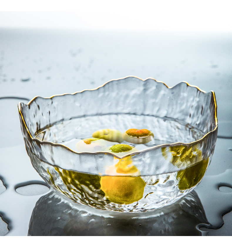 Youcci porcelain Japanese leisurely up phnom penh transparent glass bowl household fruit salad bowl hammer lines abnormity bowl dessert bowl