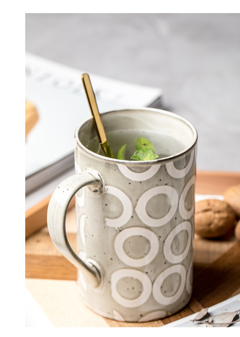 Glass ceramic contracted household cup keller cup hand - made of high - capacity breakfast cup milk cup office