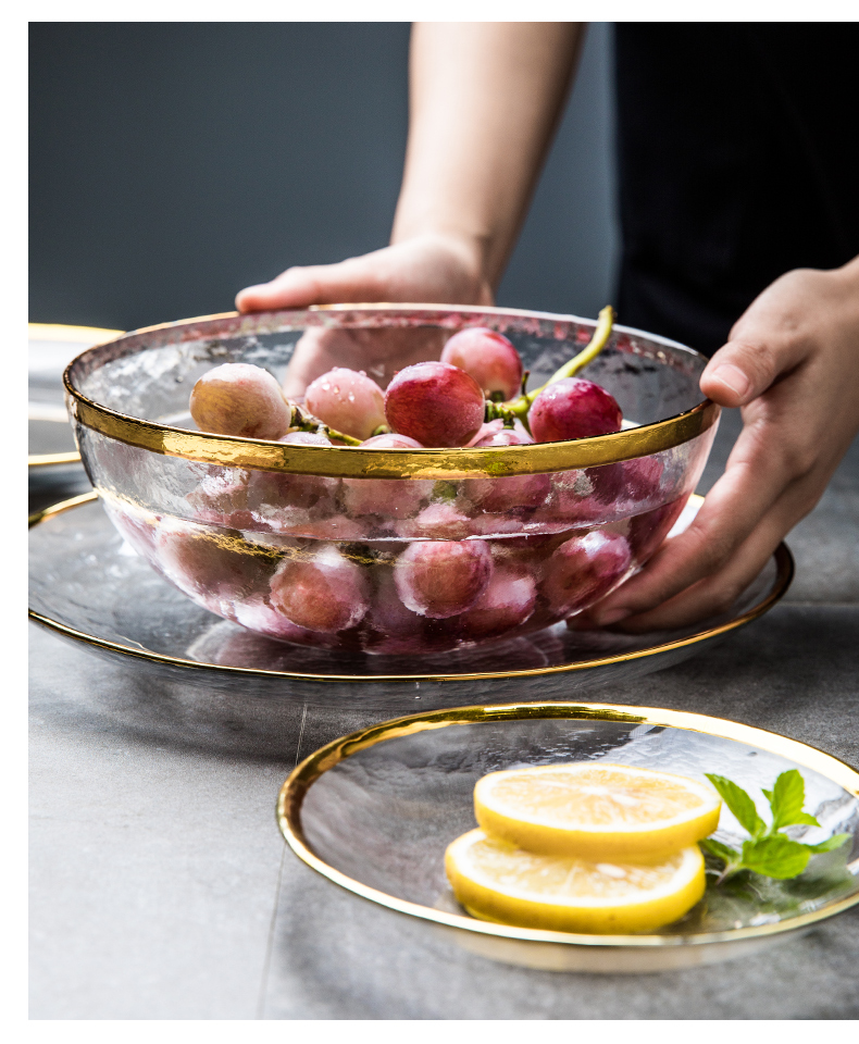 This porcelain large small hammer mu wen transparent glass bowl of Japanese style up phnom penh household glass basin fruit bowl of salad bowl