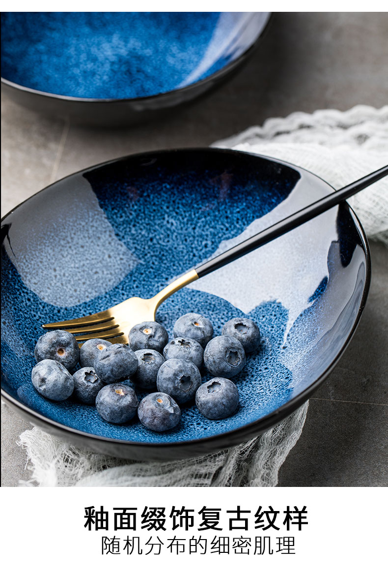 This porcelain household 8 "creative special - shaped ceramic fruit salad bowl move oval blue porcelain dish bowl such as always