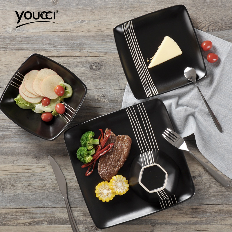 This porcelain 10 inches large ceramic dish fish steak plate of pasta dish dish dish household food big plate
