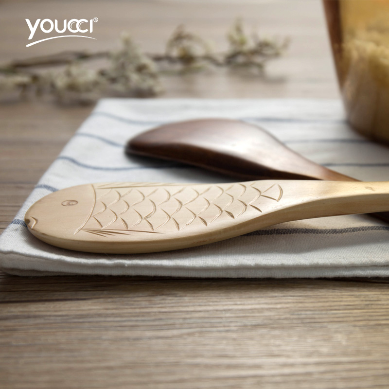 Youcci porcelain individuality creative leisurely long handle wooden fish meal, spoon, household hotel restaurant wooden FanPiao