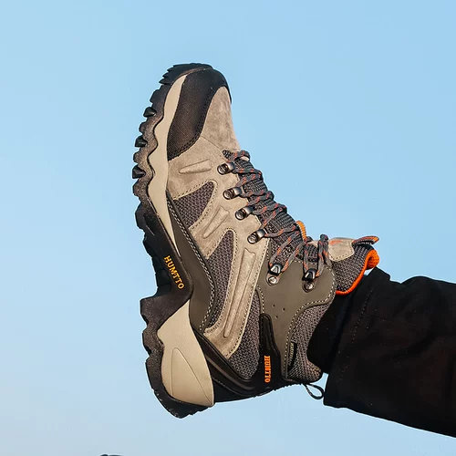 Демисезонная износостойкая удерживающая тепло обувь для скалозалания, внедорожные высокие сапоги подходит для пеших прогулок, из натуральной кожи