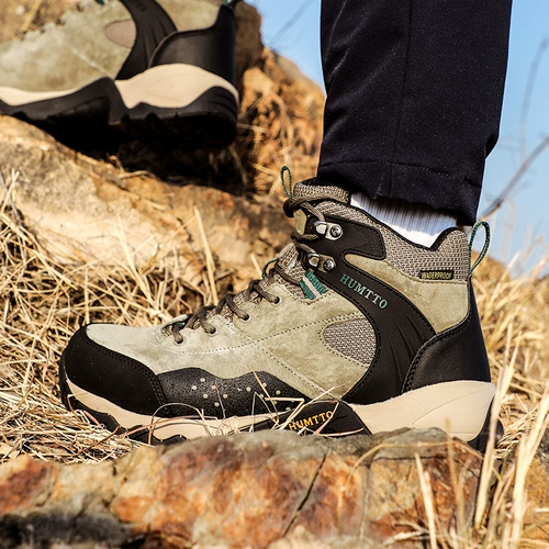 Демисезонная износостойкая удерживающая тепло обувь для скалозалания, внедорожные высокие сапоги подходит для пеших прогулок, из натуральной кожи