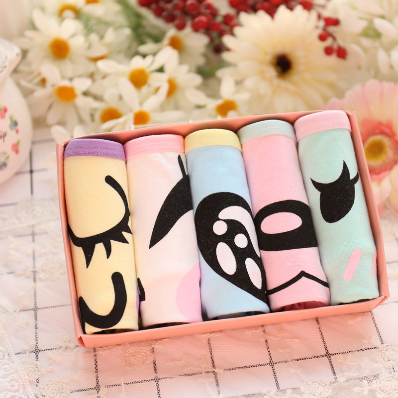 Teenage Girl Full Cotton Underwear Woman Cute Sweet and Low Waist Antibacterial Day Series Korean Version High Waist Girls Safety Pants