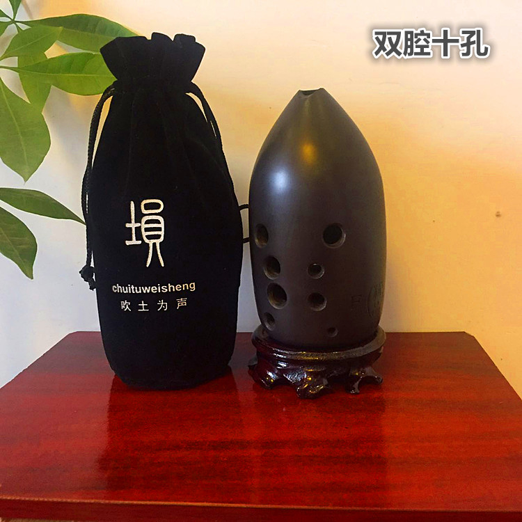 Đất nung tám lỗ chuyên nghiệp instrument nhạc cụ dân tộc gốm đen tám lỗ cav khoang đôi mười lỗ sensitive cao nhạy - Nhạc cụ dân tộc tấu sáo