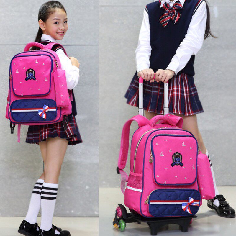 小学生拉杆书包男女孩6-12周岁儿童箱包六轮1-3-5年级可拆卸三轮