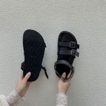 Black Roman sandals 2021 New womens summer thick bottom lined with toenails surge and thick bottom