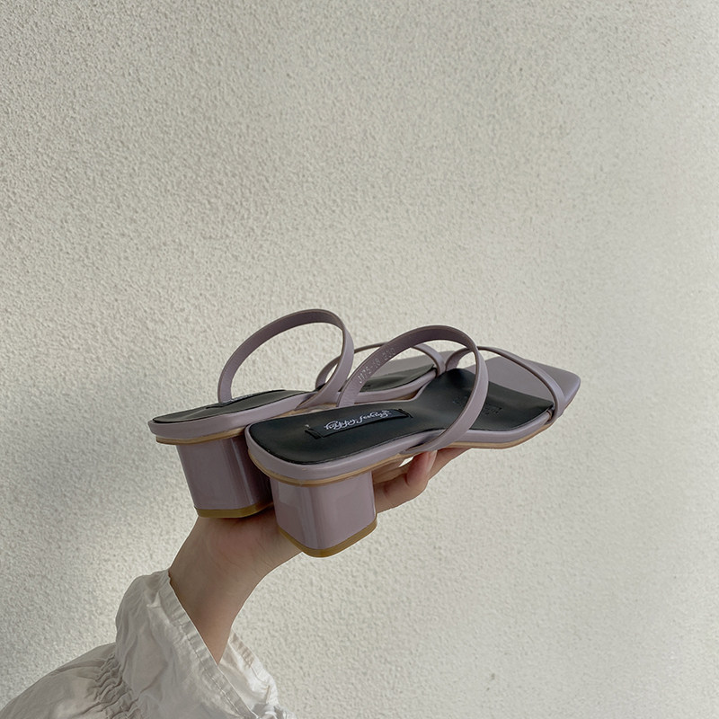 Sandshoes women's summer 2021 new Korean version 100 hitch heel-heel-word-belt fairy wind Rome High heel shoes women's shoes