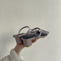 Sandshoes womens summer 2021 new Korean version 100 hitch heel-heel-word-belt fairy wind Rome High heel shoes womens shoes