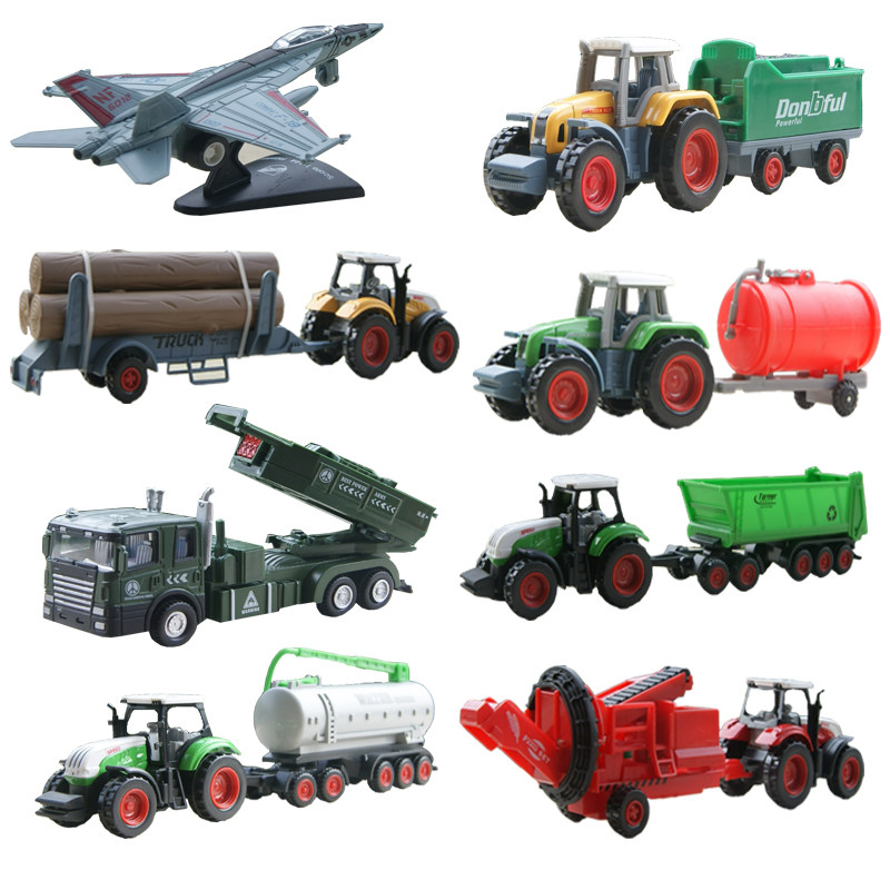 Simulation Farm Car Toy Alloy Trolley Farmer Tractor Car Missile Car Aircraft Fighter Mini Dolly Car