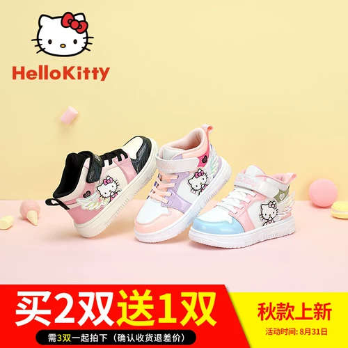 Hello Kitty, туфли, небольшая универсальная белая обувь, высокие кроссовки, спортивная обувь, осенние, тренд сезона